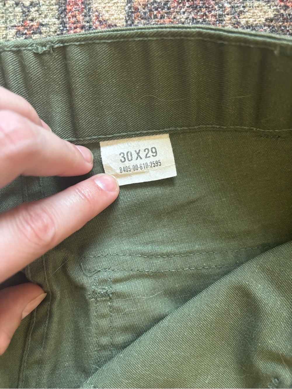 Men's Vintage Olive Green Utility Pants - Picture 3 of 4